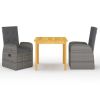 3 Piece Patio Dining Set Gray