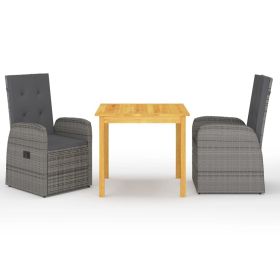 3 Piece Patio Dining Set Gray