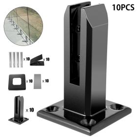 VEVOR Glass Railing Clamp 10PCS, Glass Railing 3.8x3.8x6.3 inch, Glass Clamp 304 Stainless Steel Black