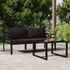 3 Piece Patio Lounge Set with Cushions Aluminum Anthracite