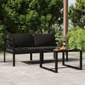 3 Piece Patio Lounge Set with Cushions Aluminum Anthracite