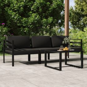 4 Piece Patio Lounge Set with Cushions Aluminum Anthracite