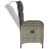7 Piece Patio Dining Set with Cushions Black and Gray Poly Rattan