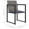 7 Piece Patio Dining Set with Cushions Poly Rattan Gray