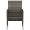 3 Piece Bistro Set with Cushions Gray Poly Rattan