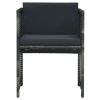 3 Piece Bistro Set with Cushions Poly Rattan Gray