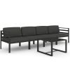 5 Piece Patio Lounge Set with Cushions Aluminum Anthracite
