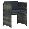3 Piece Bistro Set with Cushions Poly Rattan Gray