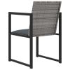 7 Piece Patio Dining Set with Cushions Poly Rattan Gray