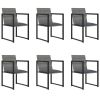 7 Piece Patio Dining Set with Cushions Poly Rattan Gray