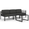 4 Piece Patio Lounge Set with Cushions Aluminum Anthracite
