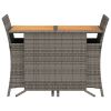 3 Piece Bistro Set with Cushions Gray Poly Rattan