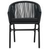 3 Piece Bistro Set with Cushions PE Rattan Black