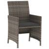 3 Piece Bistro Set with Cushions Gray Poly Rattan