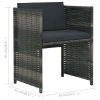 3 Piece Bistro Set with Cushions Poly Rattan Gray