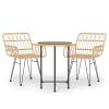 3 Piece Patio Dining Set Poly Rattan