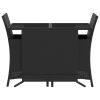 3 Piece Bistro Set with Cushions Black Poly Rattan